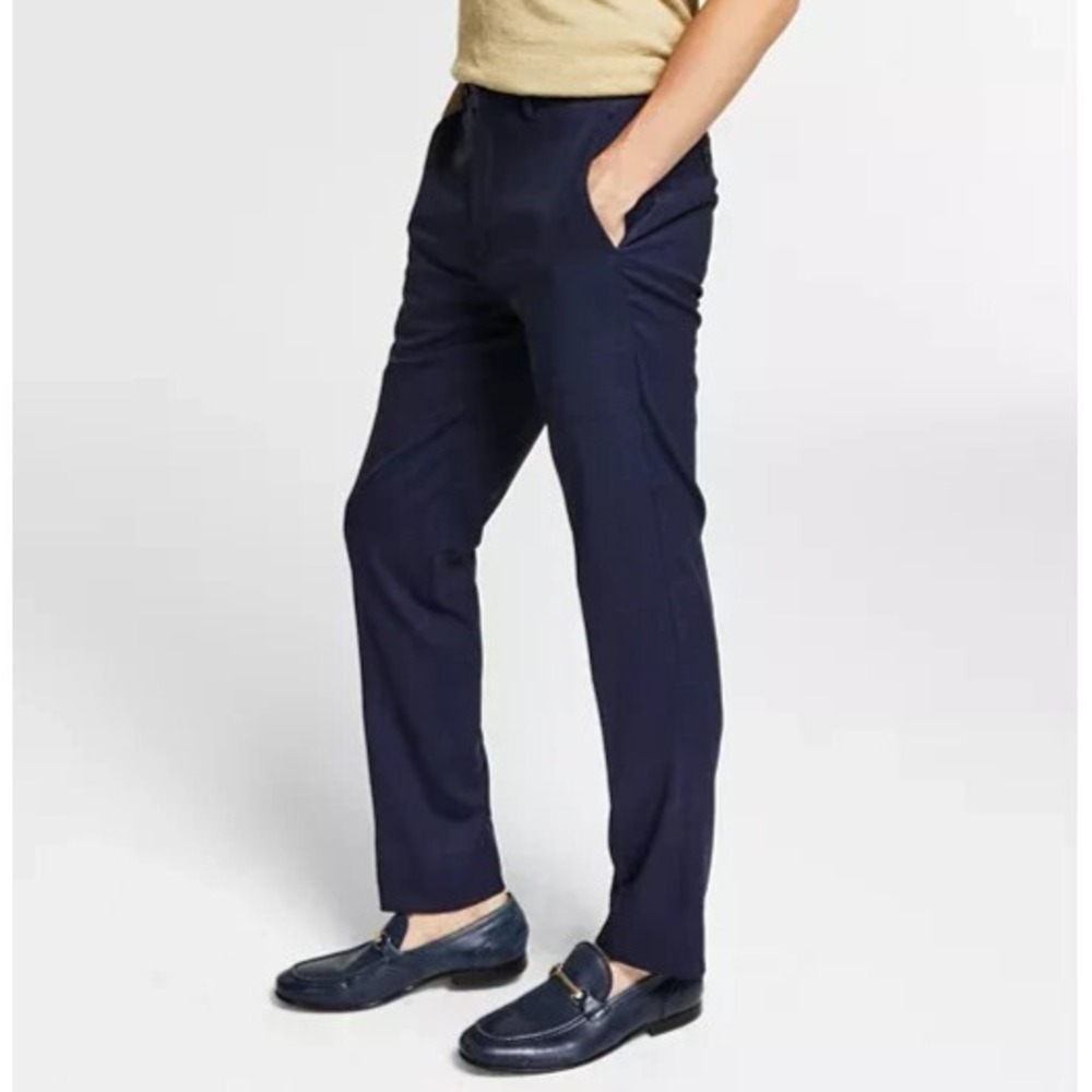 Bar III Mens Suit‎ Pants Navy Plaid Skinny Stretch Wool 30Wx32L F02368